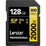LEXAR CARTE SD SD2000X 128GB Professional 2000x SDHC™ UHS-II cardsup to 300MB/s read 260MB/s wr 12M