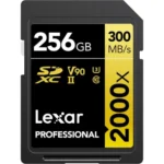 LEXAR CARTE SD SD2000X 256GB Professional 2000x SDHC™ UHS-II cardsup to 300MB/s read 260MB/s wr 12M