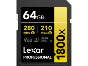 LEXAR CARTE SD SD1800X 64GB Professional 1800x SDXC™ UHS-II cardsup to 280MB/s read 205MB/s wri 12M