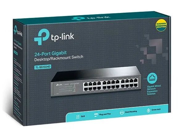 Tp Link 24 port Gigabit Switch 24 10/100/1000M RJ45 ports1U 19 inch rack mountable steel case – Image 2